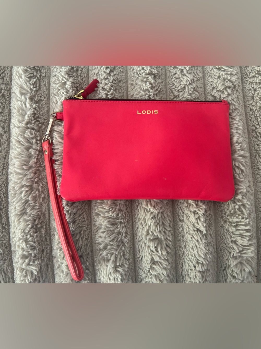 Lodis Red Wristlet Clutch - Sleek Everyday Carry with coral strap